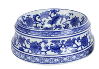 Image 1 of Blue & White Ceramic Dog Bowl