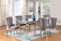 Image 1 of UNi-D082 / TABLE 4 - 6 X  VELVET SIDE CHAIRS SET
