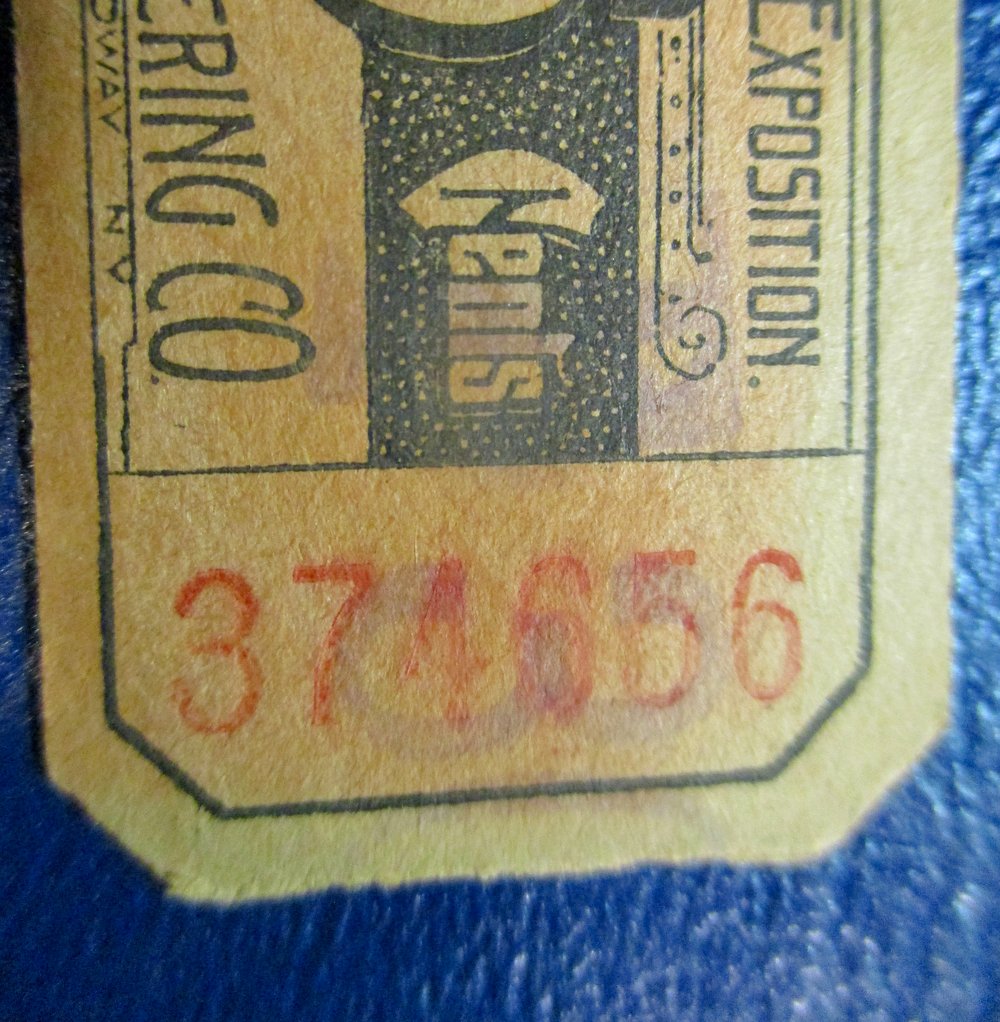 WORLD'S COLUMBIAN RARE S65WELLINGTON TICKET--OVERPRINTED IN LAST DAYS OF THE FAIR