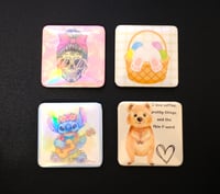 Image 1 of Handmade Fun and Sarcastic Magnets, stitch, coffee, skull, messy bun, easter