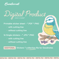 Image 4 of Digital: Bird Watching Journal Stickers, Birds cafeteria illustrations.