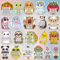 Image 2 of 120PCS Positive Affirmation Stickers – Cute Animal & Food Pun Vinyl Stickers