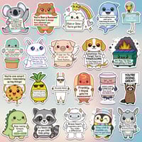 Image 4 of 120PCS Positive Affirmation Stickers – Cute Animal & Food Pun Vinyl Stickers