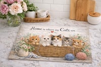 Image 1 of Home Is Where My Cats Are 11x8in Tempered Glass Cutting Board