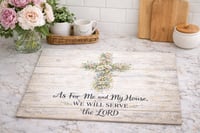 Image 1 of As For Me And My House Floral 11x8in Tempered Glass Cutting Board