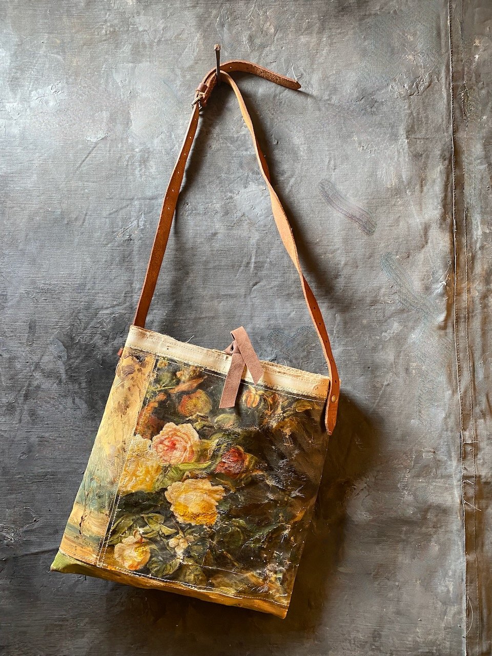 Image of one of a kind painting bag - english rose
