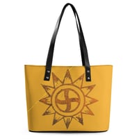 Image 4 of HVSHI HAPPINESS Faux Leather Zip Tote