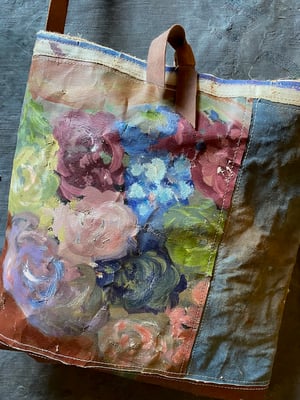 Image of one of a kind painting bag - cabbage rose