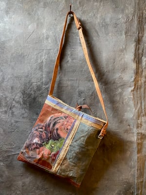 Image of one of a kind painting bag - cabbage rose