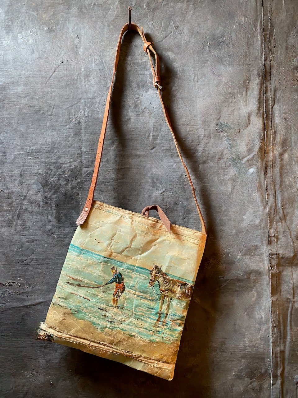 Image of one of a kind painting bag - seaside