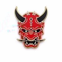 Image 1 of Red Oni Mask Enamel Pin – Japanese Yokai Demon Pin