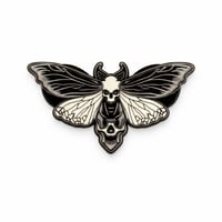Image 1 of Glow Skull Moth Enamel Pin – Gothic Death Moth Lapel Pin