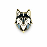 Image 1 of Mystic Wolf Enamel Pin | Geometric Gold Wildlife Brooch