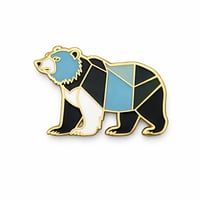 Image 1 of Geometric Bear Enamel Pin, Gold Plated Wildlife Animal Brooch, Nature Lover Accessory
