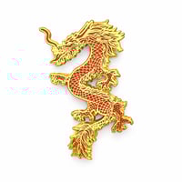 Image 1 of Red Dragon Enamel Pin | Mythical Gold Dragon Pin