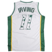 Image 2 of ST. PATRICK KYRIE IRVING CLOVER BASKETBALL JERSEY (WHITE/GREEN)