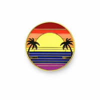 Image 1 of Retro Sunset Enamel Pin – Tropical Beach Palm Tree Pin