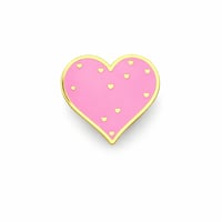 Image 1 of Pink Heart Enamel Pin – Cute Love Heart Pin with Gold Accents