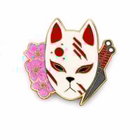 Image 1 of Kitsune Mask Enamel Pin – Japanese Fox Spirit Pin