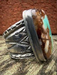 Image 6 of WL&A Handmade Heavy Ingot Three Arrowheads Gem Grade Royston Ring - Size 12