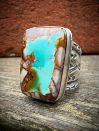 Image 1 of WL&A Handmade Heavy Ingot Three Arrowheads Gem Grade Royston Ring - Size 12