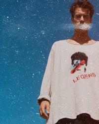 Image 1 of LEGEND BOWIE ϟ HANDRINTED UNISEX LONGSLEEVE  ϟ ONESIZED ϟ COTTON SHIRT