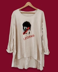 Image 2 of LEGEND BOWIE ϟ HANDRINTED UNISEX LONGSLEEVE  ϟ ONESIZED ϟ COTTON SHIRT