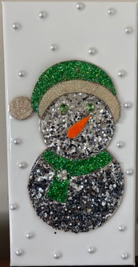 Image 1 of BLING SNOWMAN ON CANVAS