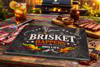 Image 1 of Brisket Happens 11x8in Tempered Glass Cutting Board
