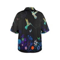 Image 4 of Women's All Over Print Hawaiian Shirt HUMMINGBIRDS AT NIGHT 