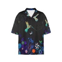 Image 2 of Women's All Over Print Hawaiian Shirt HUMMINGBIRDS AT NIGHT 