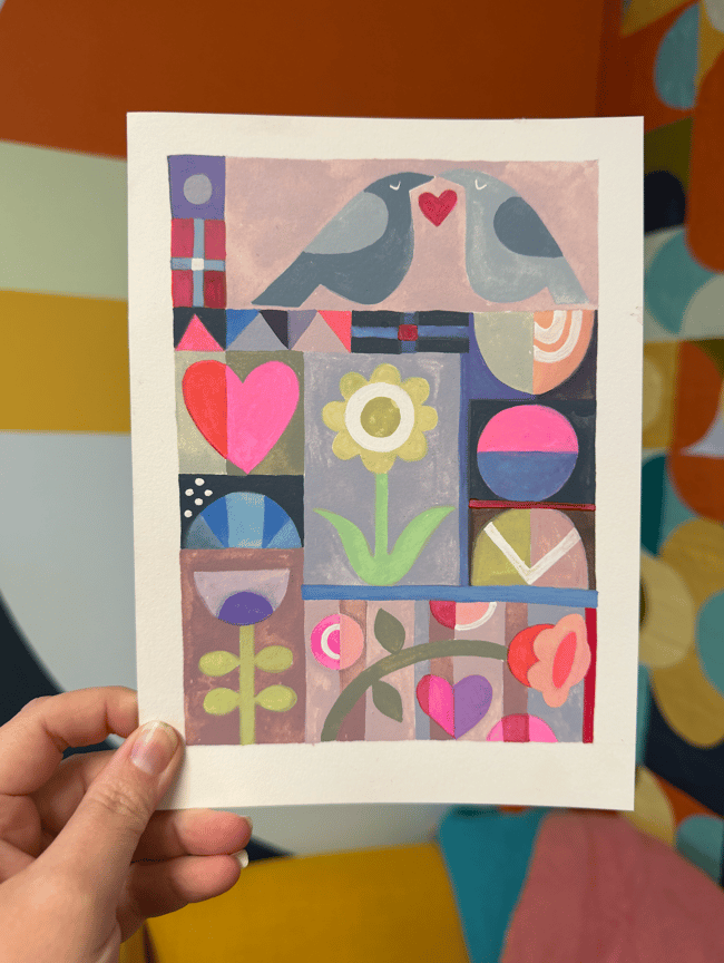 SALE! "February" Original gouache painting on paper (*plus* bonus art book!) 