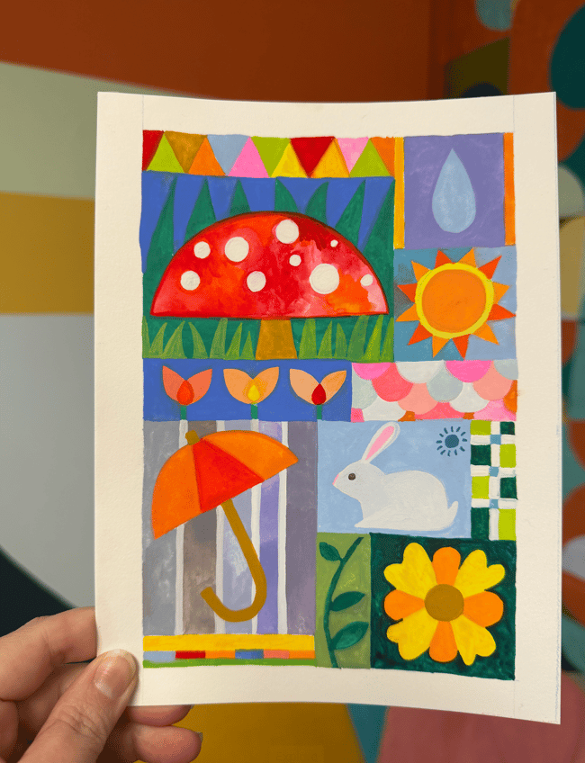 SALE! "April" Original gouache painting on paper (*plus* bonus art book!) 