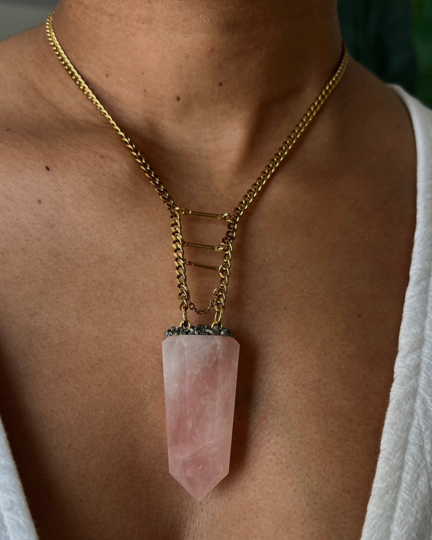 Image of BANTU • Rose Quartz Drop Necklace