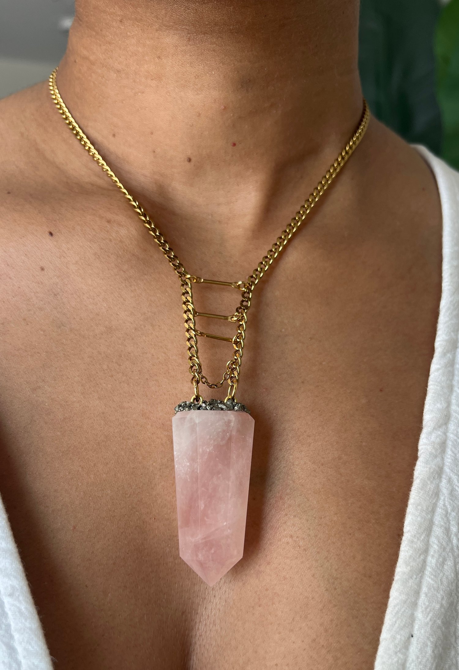 Image of BANTU • Rose Quartz Drop Necklace