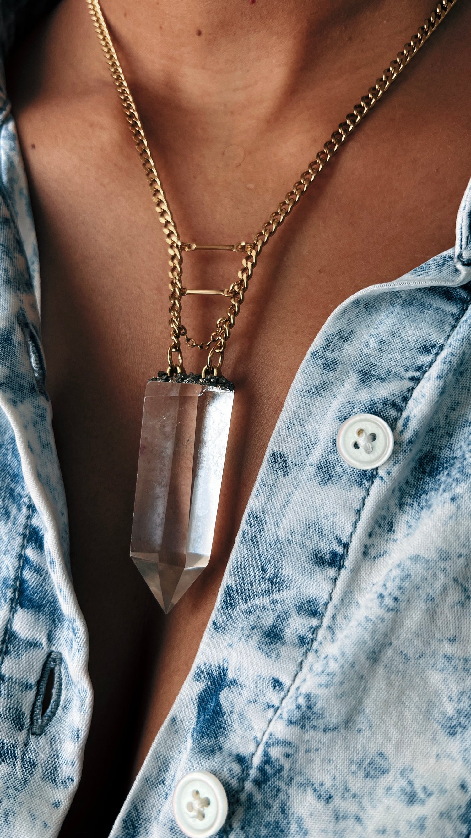 Image of MANTU • Clear Quartz Drop Necklace