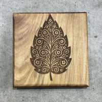 Image 2 of Hardwood Coaster Set Leaf