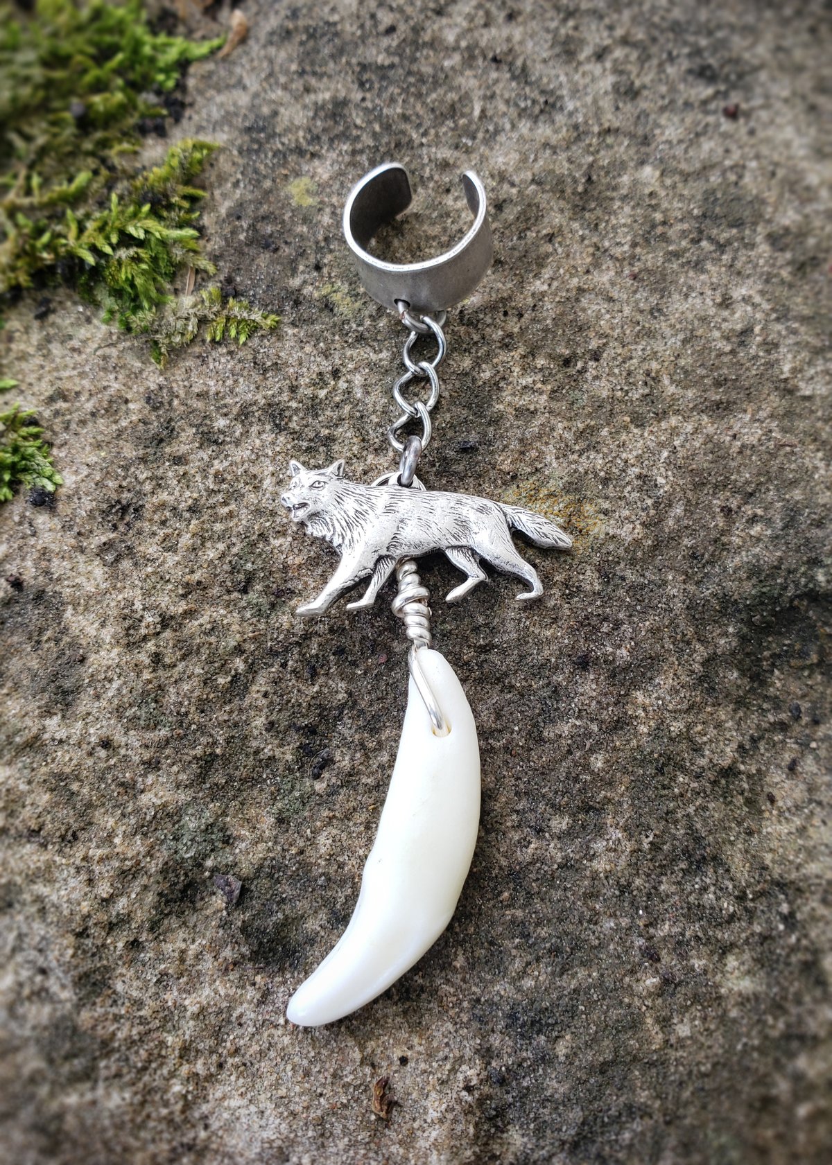 Image of Coyote Tooth and Charm Ear Cuff