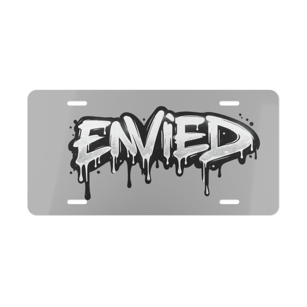 Image of Metal Vanity Plate — Graffiti "Envied" Drip Street Art License Plate