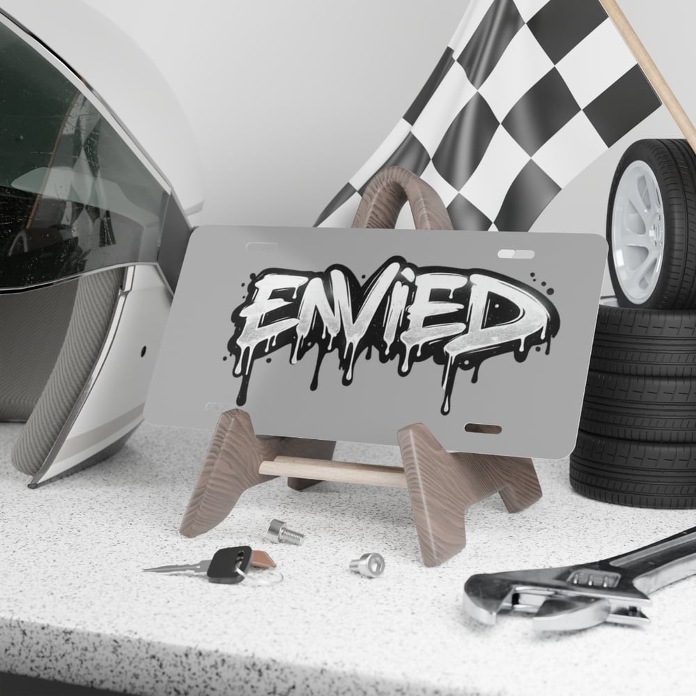 Image of Metal Vanity Plate — Graffiti "Envied" Drip Street Art License Plate