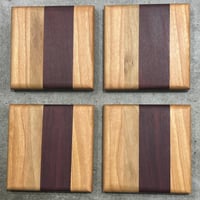Image 1 of Hardwood Coaster Set 06