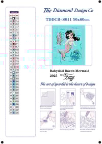 Image 4 of Babydoll Raven Mermaid Full Size Diamond Painting by Miss Fluff