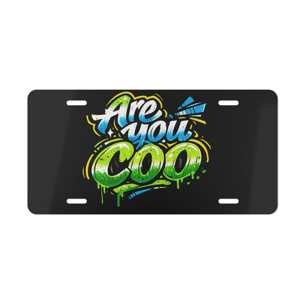 Image of Are You Cool? Graffiti Vanity Plate — Colorful Novelty License Plate