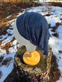 Image 2 of Linen Stretchy Loop Wrap in Heathered Navy