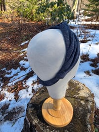 Image 2 of Linen Knit Twist Headband in Heathered Navy