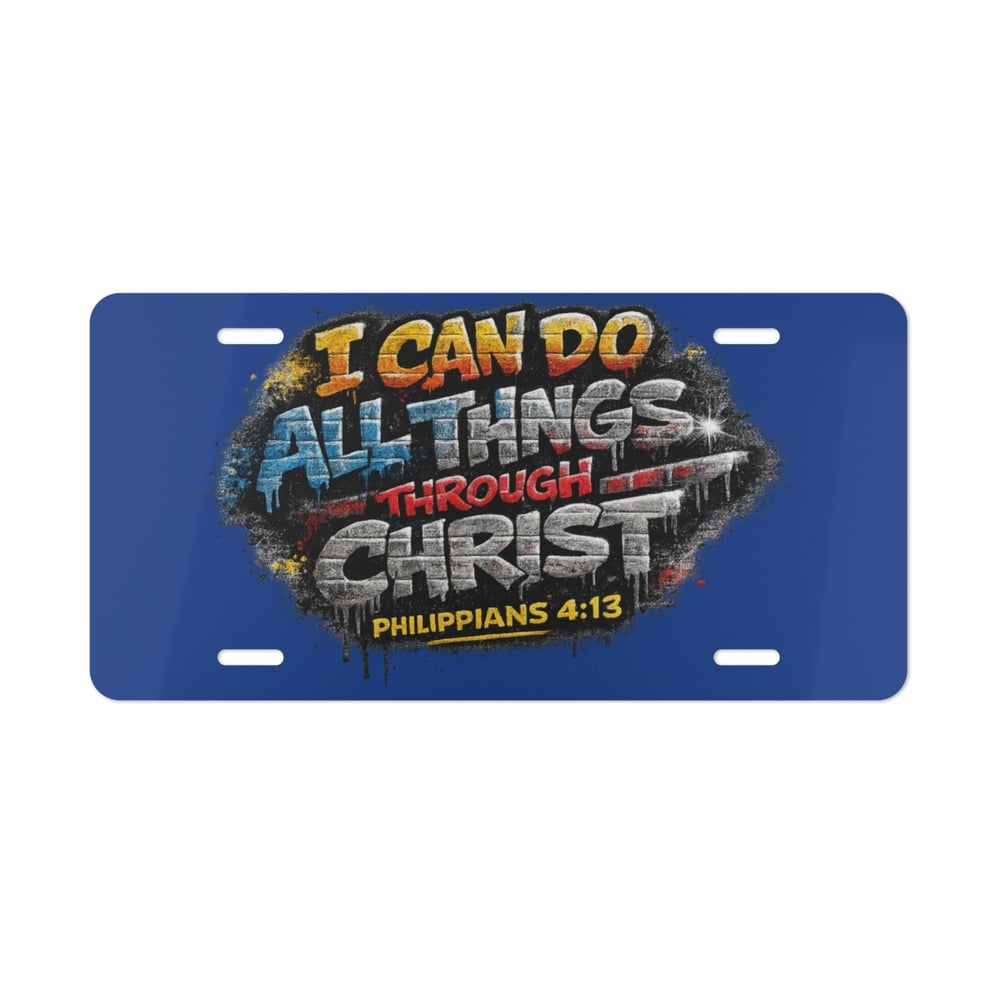 Image of Christian Vanity Plate – "I Can Do All Things Through Christ" Inspirational License Plate