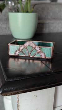 Image 1 of Trinket Dish - Sparkly Green with Copper