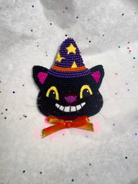 Black Cat Lapel Beaded Pin