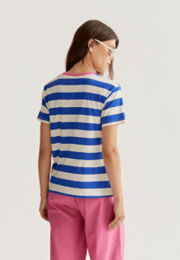 Image 9 of Fiona Stripe Tee in Pink or Blue Stripe