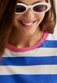 Image 10 of Fiona Stripe Tee in Pink or Blue Stripe